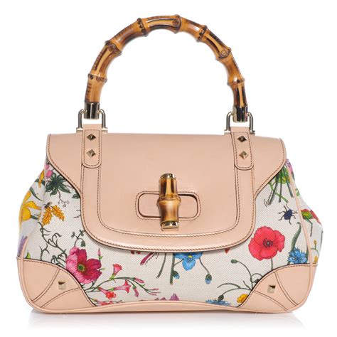 gucci bamboo floral tote shopper bag|where to buy Gucci bamboo bag.